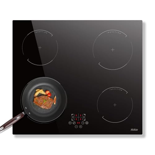 Piano cottura a induzione, 4 fuochi, L59 x P52 cm, 9 livelli di potenza, 6400 W, a incasso, nessuna spina inclusa, controllo touch, funzione pausa, timer, Hobsir : Amazon.it: Grandi elettrodomestici