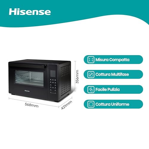 Hisense, HOM45D   Fornetto elettrico 45L, tre livelli di cottura a convezione, girarrosto, comandi touch, programmi automatici : Amazon.it: Grandi elettrodomestici