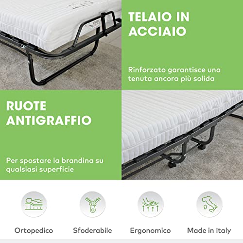 EVERGREENWEB Letto Brandina Pieghevole con Materasso Memory Foam 80x190 Alto 12 cm SFODERABILE LAVABILE, Struttura Rete Singola a Doghe in Legno   Cuscino Omaggio, Kit Letto Salvaspazio con Rotelle : Amazon.it: Casa e cucina