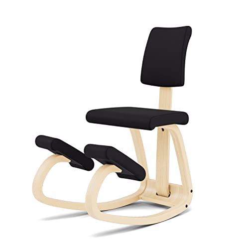 Varier Variable Plus Sedia Ergonomica con Schienale Imbottito Legno Naturale, 100% Tessuto in Poliestere Riciclato, Nero : Amazon.it: Casa e cucina