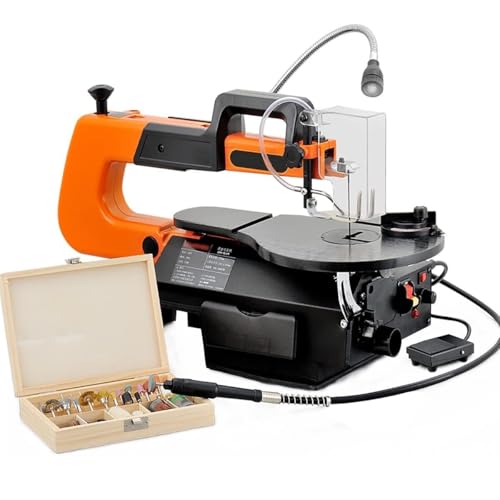 Sega da traforo a velocità variabile a due direzioni da 16 pollici con luce di lavoro e interruttore a pedale, velocità variabile 550 1600 giri/min, sega da tavolo regolabile 0 45° : Amazon.it: Fai da te