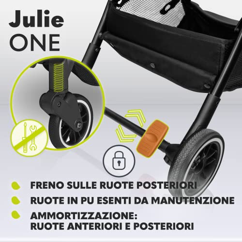 LIONELO Julie One Passeggino leggero e pieghevole da 0 mesi fino 22 kg Compatto con zanzariera, coprigambe, portabibite e borsa, Poggiapiedi regolabili e schienale alla posizione a sdraiata (Verde) : Amazon.it: Prima infanzia