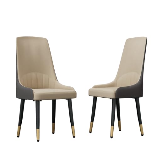 FATIVO Set 2 Sedie Sala da Pranzo: Sedie Cucina in Pelle Sedie Scandinave Imbottita Elegante Sedie Soggiorno Camera da Letto Design Moderno Ampio Schienale, Portata 150kg Beige e Grigio : Amazon.it: Casa e cucina