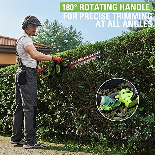 Greenworks Tagliasiepi a Batteria 24 V G24HT56II, Lama Doppia Azione da 56 cm, Taglia Rami e Steli fino a 25.4 mm di Spessore e 3000 SPM con Batteria 2 Ah &amp; Caricabatterie : Amazon.it: Giardino e giardinaggio