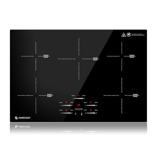 AMZCHEF piano cottura a induzione 5 fuochi, Piastra induzione 80cm con booster e 9 livelli, funzione pausa, mantenimento in caldo, controllo a scorrimento, timer, blocco di sicurezza, 9500W : Amazon.it: Grandi elettrodomestici