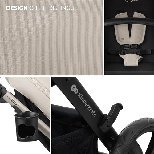Kinderkraft MOOV2 Trio passeggino neonati 3 in 1 fino 26 kg, con Ovetto I SIZE 40 75 cm, Carrozzina reversibile fronte mamma e strada, Schienale regolabile, Ruote gonfiabili, Grigio : Amazon.it: Prima infanzia