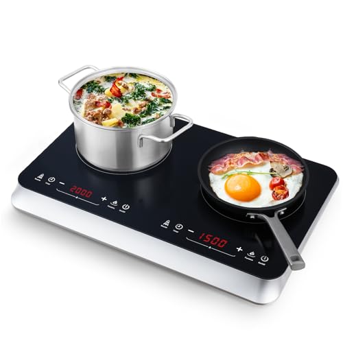 COOKTRON Piastra Induzione Doppia, Piastra Induzione 2 Fuochi Portatile, 3500W, Touch Control con Boost, Timer 4 Ore, Sicurezza Bambini, 10 Livelli di Temperatura e Potenza, Design Elegante : Amazon.it: Casa e cucina