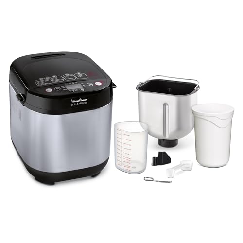 Moulinex OW240E Pain &amp; Délices Macchina del Pane in Acciaio Inox con Funzione Yogurt e 20 Programmi Automatici (3 Senza Glutine) per Pizza, Pasta, Dolci, Marmellate e Cereali, 20W, Nero : Amazon.it: Casa e cucina