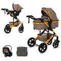 Passeggino per bambini premium 3 1 con sedile auto, telaio in alluminio   lino 300D, baldacchino 3 sezioni, schienale regolabile, bracciolo rimovibile, basket grande, ruote in EVA, copripiedi, : Amazon.it: Prima infanzia
