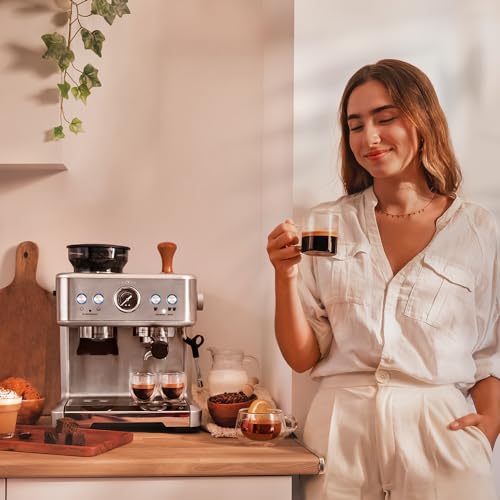 Cecotec Macchina da Caffè Espresso Barista Power Espresso 20 Barista Maestro 2250 W, 20 Bar, Manometro e 2 Termoblocchi, Serbatoio per Chicchi di Caffè, Macinino con 20 Livelli, Vaporizzatore : Amazon.it: Casa e cucina