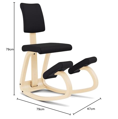 Varier Variable Plus Sedia Ergonomica con Schienale Imbottito Legno Naturale, 100% Tessuto in Poliestere Riciclato, Nero : Amazon.it: Casa e cucina