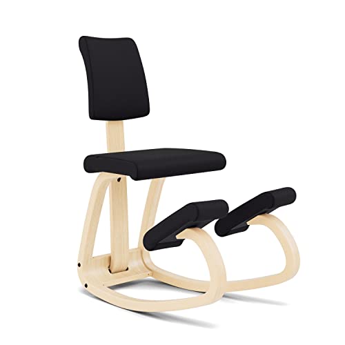 Varier Variable Plus Sedia Ergonomica con Schienale Imbottito Legno Naturale, 100% Tessuto in Poliestere Riciclato, Nero : Amazon.it: Casa e cucina