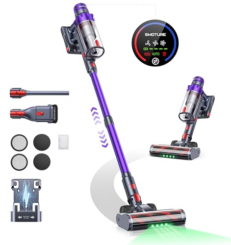 Aspirapolvere Senza Fili 550W/45KPa/60Mins, Scopa Elettrica Senza Fili Potente con Autoportante, Luce LED Verde e Ricarica a Parete, Aspirapolvere con Profumo per Pavimenti Tappeti Peli di Animalili : Amazon.it: Casa e cucina