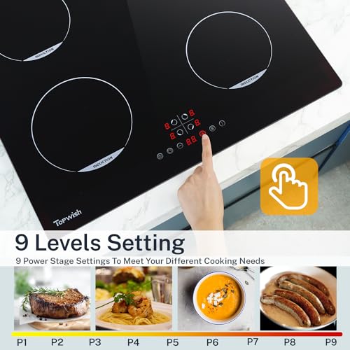 Topwish piano induzione, piano induzione 4 fuochi, piano cottura induzione, piastra induzione con sicurezza bambini, funzione boost, controllo touch, indicatore di calore residuo, timer, 59CM : Amazon.it: Grandi elettrodomestici