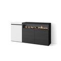 Skraut Home | Credenza, Mobile, Cucina | Madia, mobile ingresso | 150x75x35cm | 3 Porte | Camino elettrico | Stile moderno | Bianco e nero : Amazon.it: Casa e cucina