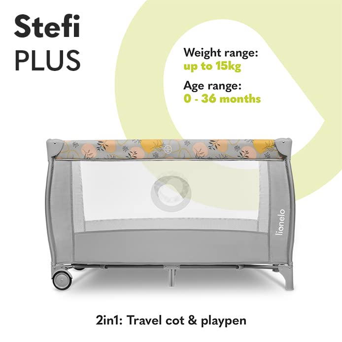 Lionelo STEFI Plus   Lettino da viaggio 2 in 1 con materasso a 2 livelli, lettino per neonati e bambini da 0 a 36 kg, ingresso laterale, rete traspirante, sicurezza LockGuard, ruote, facile da piegare : Amazon.it: Prima infanzia