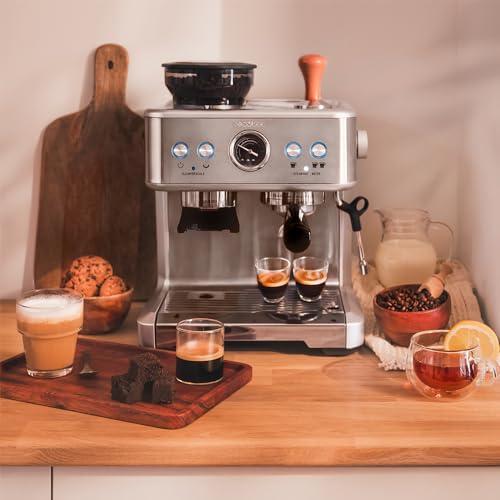 Cecotec Macchina da Caffè Espresso Barista Power Espresso 20 Barista Maestro 2250 W, 20 Bar, Manometro e 2 Termoblocchi, Serbatoio per Chicchi di Caffè, Macinino con 20 Livelli, Vaporizzatore : Amazon.it: Casa e cucina
