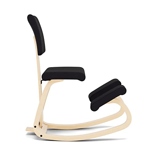 Varier Variable Plus Sedia Ergonomica con Schienale Imbottito Legno Naturale, 100% Tessuto in Poliestere Riciclato, Nero : Amazon.it: Casa e cucina