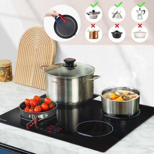 Topwish piano induzione, piano induzione 4 fuochi, piano cottura induzione, piastra induzione con sicurezza bambini, funzione boost, controllo touch, indicatore di calore residuo, timer, 59CM : Amazon.it: Grandi elettrodomestici