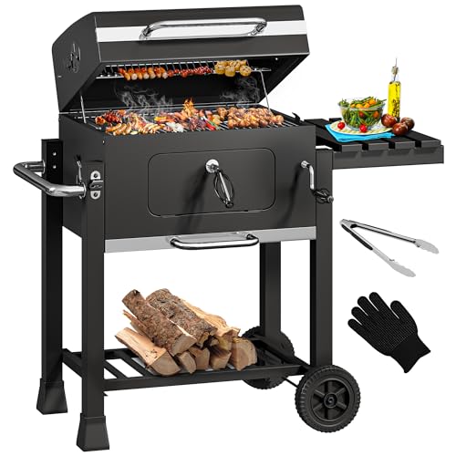 YITAHOME Barbecue a carbonella XL, barbecue portatile con vassoio smaltato in altezza regolabile e indicatore di temperatura per feste, campeggio, patio, giardino, viene fornito con pinza da cucina e : Amazon.it: Giardino e giardinaggio