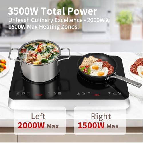 COOKTRON Piastra Induzione Doppia, Piastra Induzione 2 Fuochi Portatile, 3500W, Touch Control con Boost, Timer 4 Ore, Sicurezza Bambini, 10 Livelli di Temperatura e Potenza, Design Elegante : Amazon.it: Casa e cucina