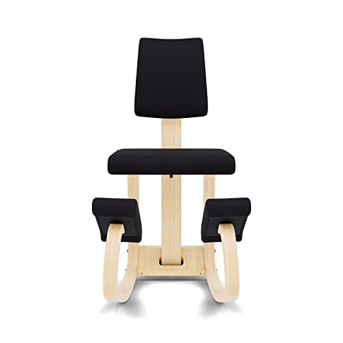 Varier Variable Plus Sedia Ergonomica con Schienale Imbottito Legno Naturale, 100% Tessuto in Poliestere Riciclato, Nero : Amazon.it: Casa e cucina