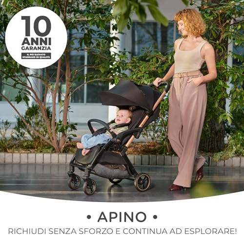 Kinderkraft APINO Passeggino Leggero fino 22 kg, Solo 7,5 Kg, Passeggino Da Viaggio, Pieghevole automatico, Schienale Regolabile In Posizione Sdraiata, Copertura Antipioggia, Nero : Amazon.it: Prima infanzia