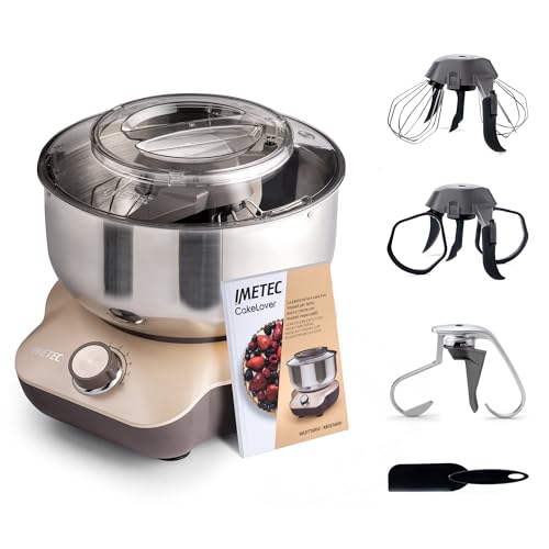 Imetec CakeLover, Impastatrice Planetaria di 5L per Torte, Dolci, Pizza, Pane, Pasta – 1500 W, 6 Velocità, Ciotola in Acciaio Inox, Doppio Gancio, Fruste – Design Compatto, Ricettario Incluso : Amazon.it: Casa e cucina