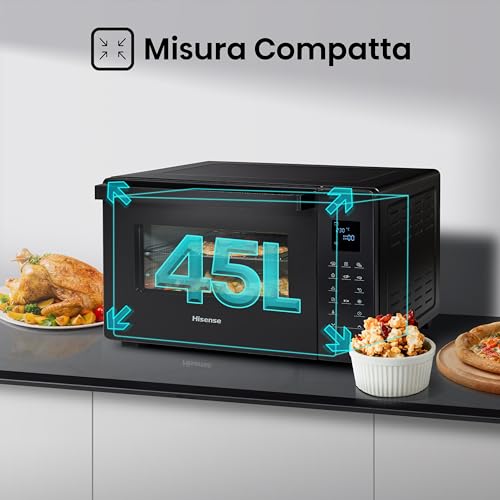 Hisense, HOM45D   Fornetto elettrico 45L, tre livelli di cottura a convezione, girarrosto, comandi touch, programmi automatici : Amazon.it: Grandi elettrodomestici