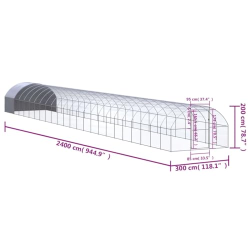 vidaXL Pollaio per Esterni 3x24x2 m in Acciaio Zincato : Amazon.it: Prodotti per animali domestici