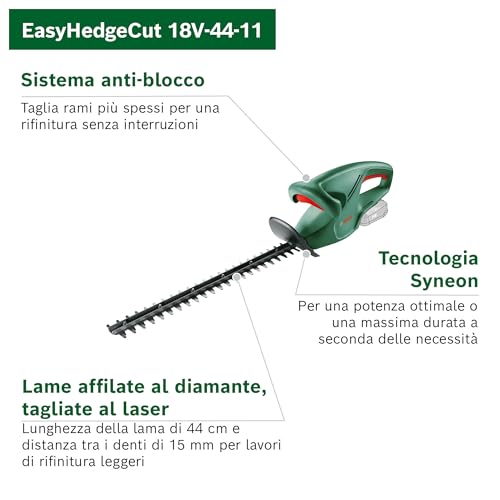 Bosch Home and Garden Tagliasiepi a batteria EasyHedgeCut 18V 44 11 (1 da 2.0 Ah; 18 Volt System; lunghezza barra 44 cm; per tagliare piccole siepi; in confezione di cartone) : Amazon.it: Giardino e giardinaggio