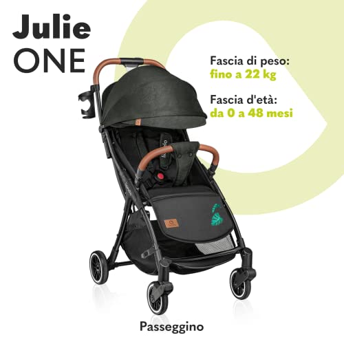 LIONELO Julie One Passeggino leggero e pieghevole da 0 mesi fino 22 kg Compatto con zanzariera, coprigambe, portabibite e borsa, Poggiapiedi regolabili e schienale alla posizione a sdraiata (Verde) : Amazon.it: Prima infanzia