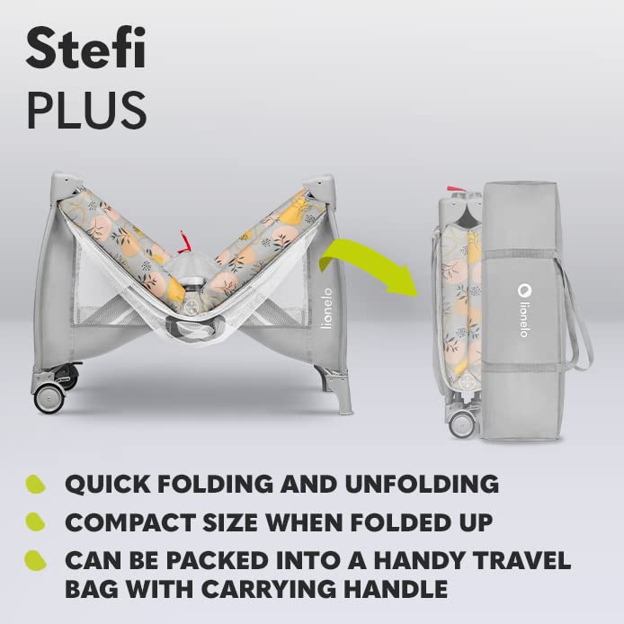 Lionelo STEFI Plus   Lettino da viaggio 2 in 1 con materasso a 2 livelli, lettino per neonati e bambini da 0 a 36 kg, ingresso laterale, rete traspirante, sicurezza LockGuard, ruote, facile da piegare : Amazon.it: Prima infanzia