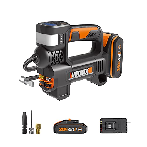 WORX 18V(20V MAX) Gonfiatore Cordless WX092, PowerShare, Potente Luce LED e Luce di Emergenza SOS, Pressione Elevata Max. 150 PSI, 1 Batteria inclusa : Amazon.it: Fai da te