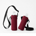 Qwertovo - Borsa tracolla per bottiglie d'acqua neoprene, 2 pezzi, rosso vino, isolante e portatile
